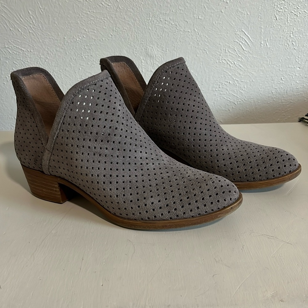 Gray suede Lucky booties